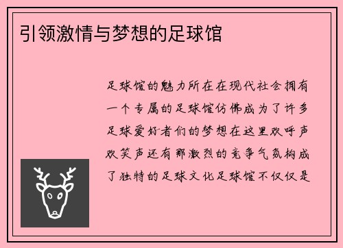 引领激情与梦想的足球馆