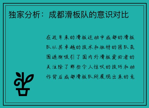 独家分析：成都滑板队的意识对比