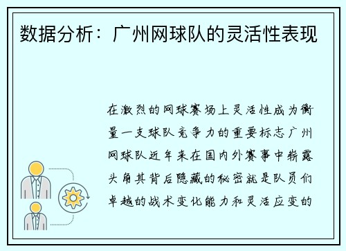 数据分析：广州网球队的灵活性表现